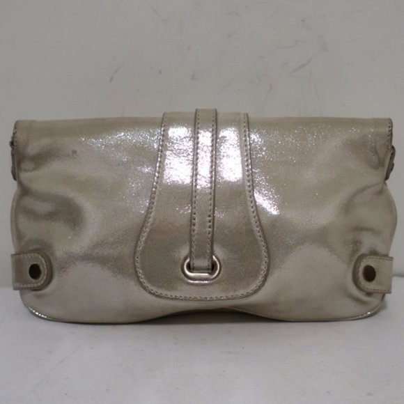 Jimmy Choo Tulita Clutch Silver Metallic Suede - Picture 7 of 12